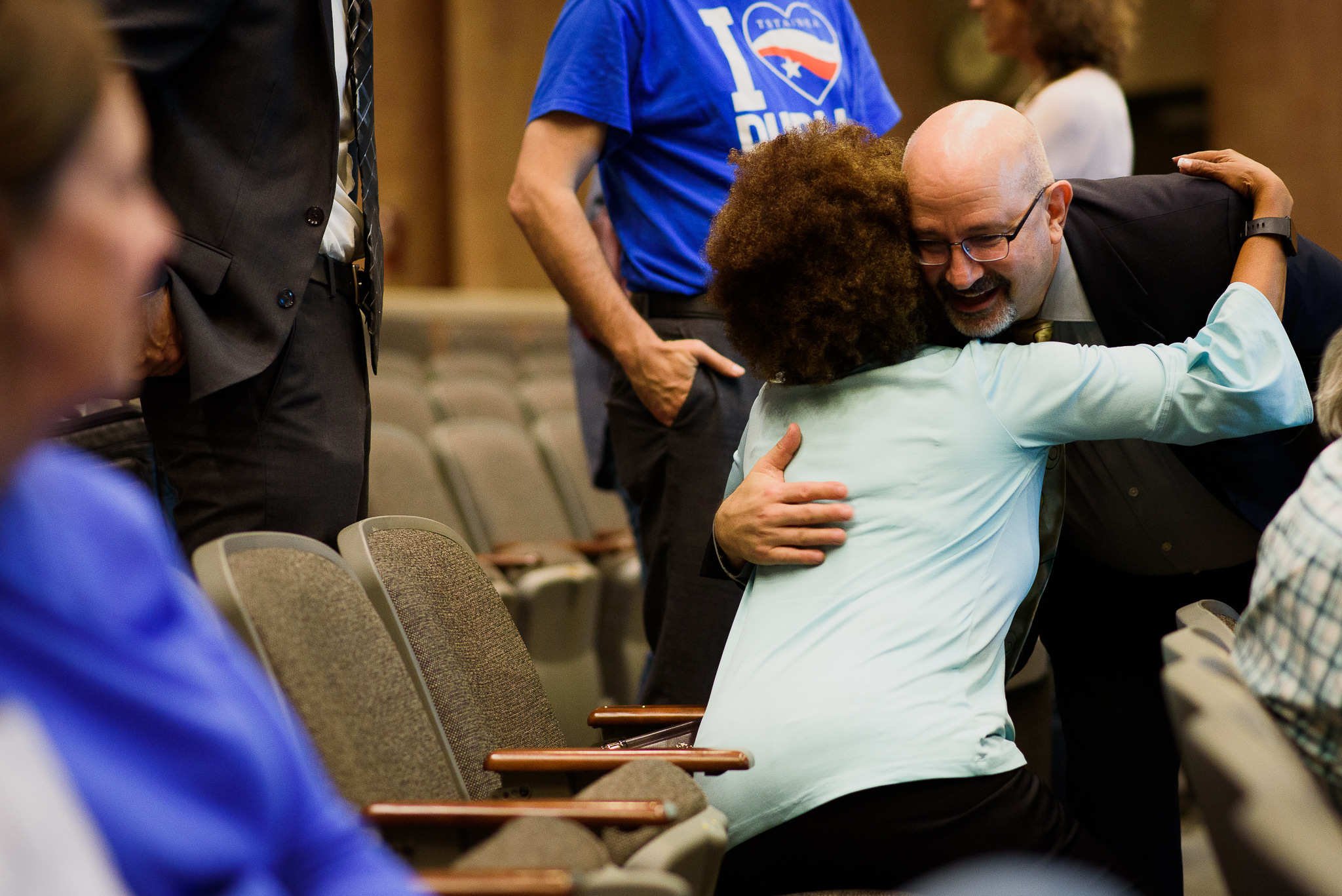 Jon hugging supporter